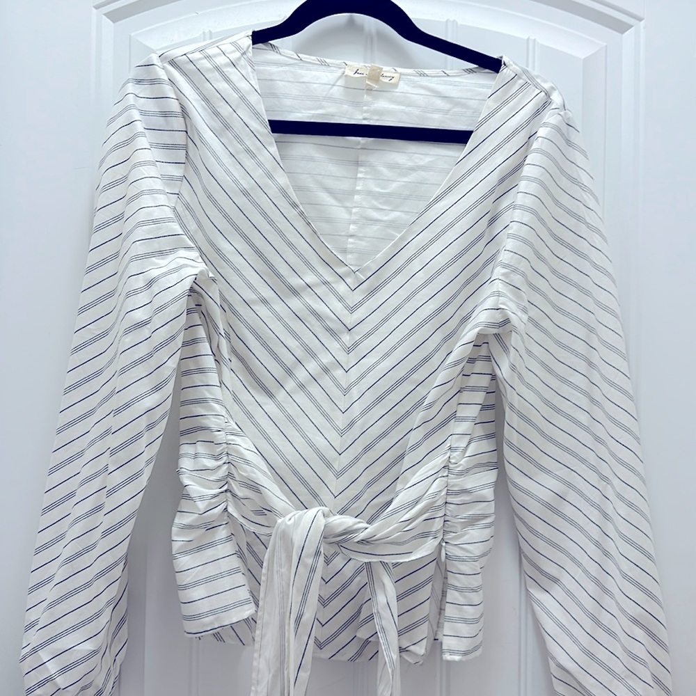 Black and off white blouse.